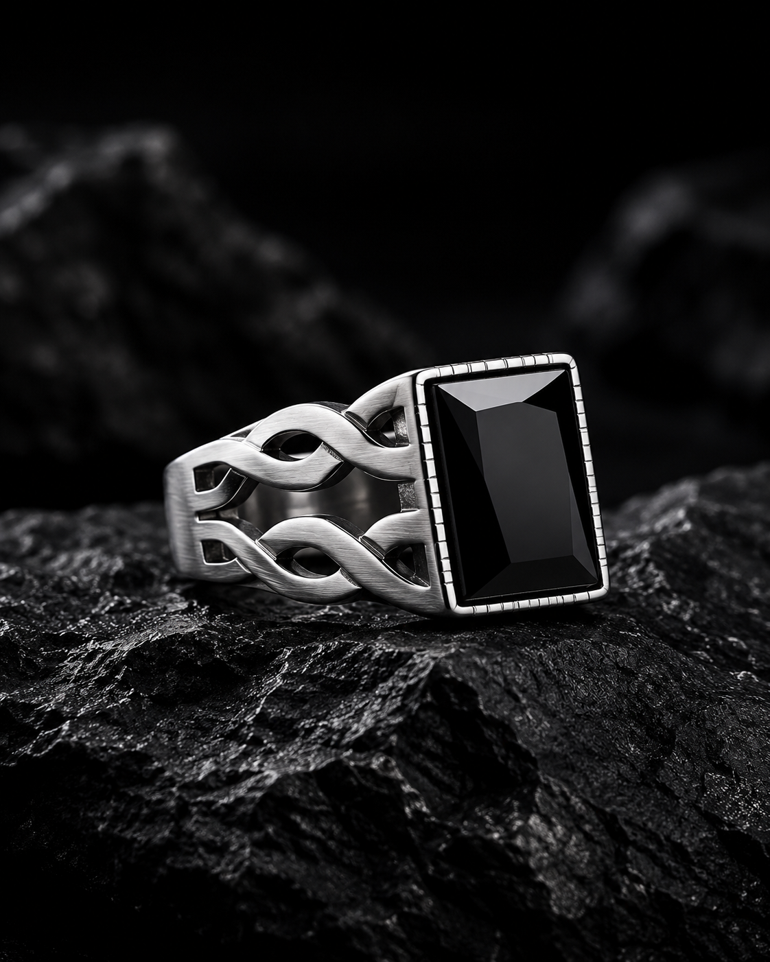 Infinity Onyx Signet Ring