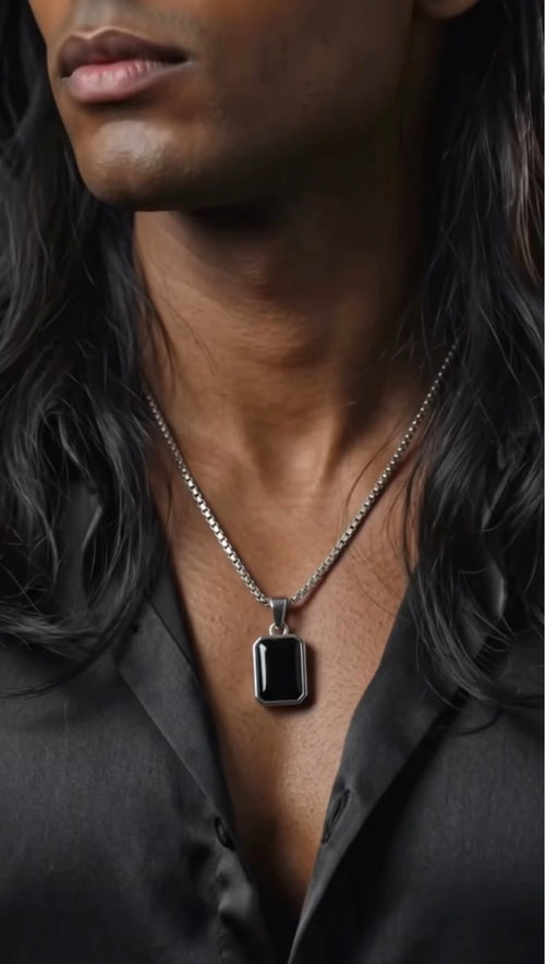 Men’s Black Ruby Pendant Chain